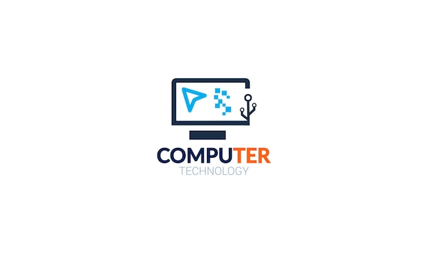Illustration modern computer logo design template