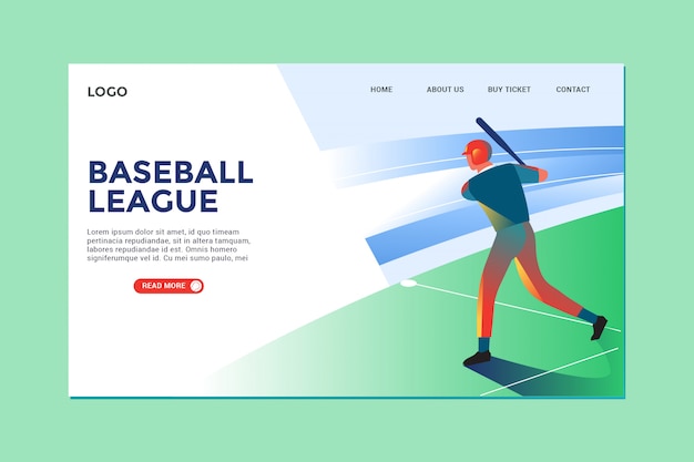 Illustration Moderne Baseball Et Landing Page