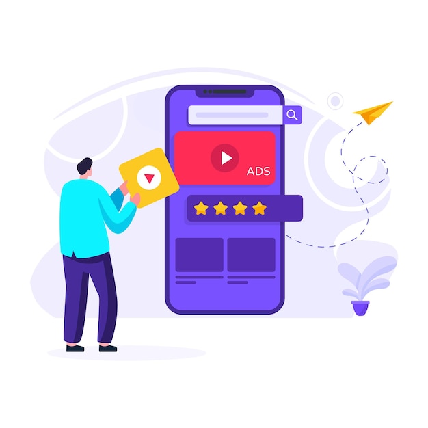 Illustration modifiable du style plat de marketing vidéo