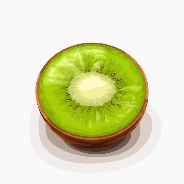 Illustration de la moitié du kiwi couché sur blanc avec ombre