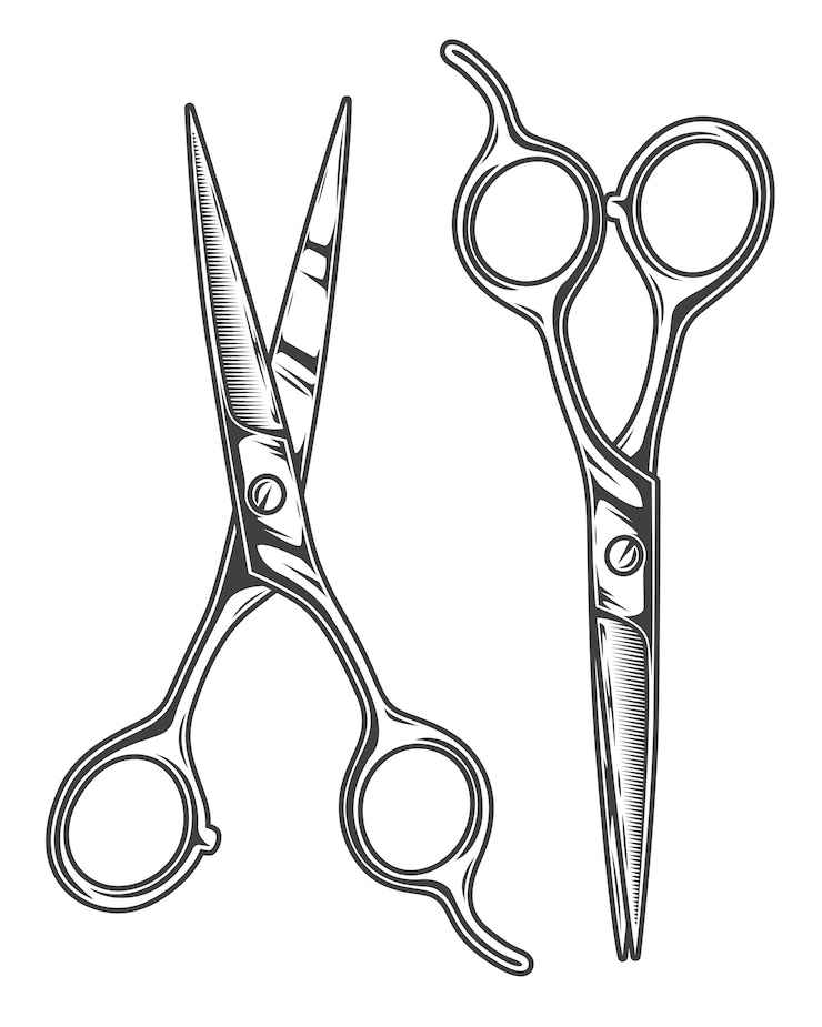Vecteur illustration monochrome de ciseaux de coiffeur