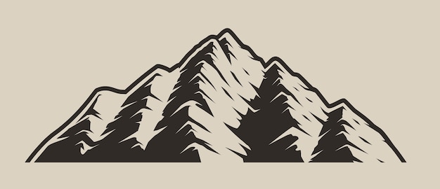 Illustration Monochrome De Montagnes Sur Fond Clair Isolé