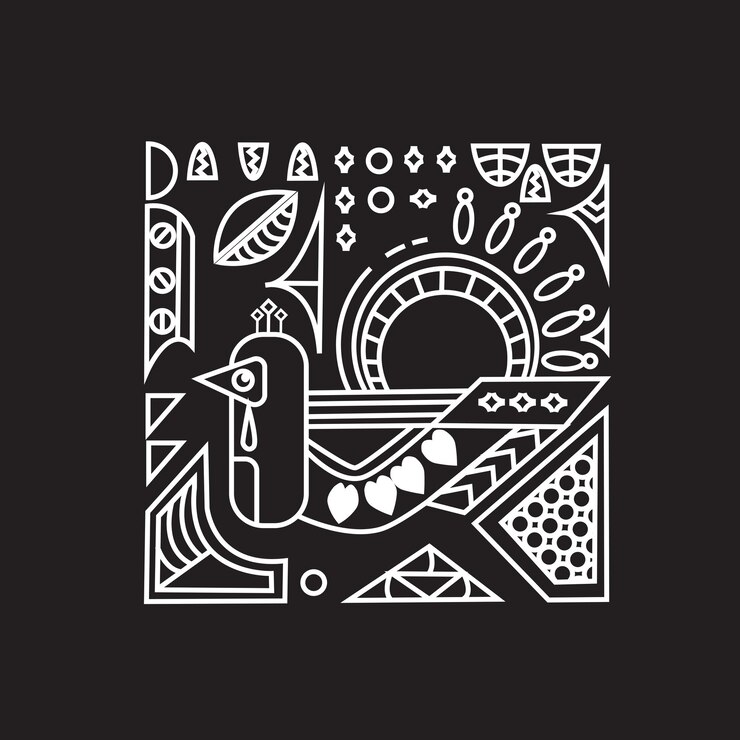 Vecteur illustration monoline de la vie de paon