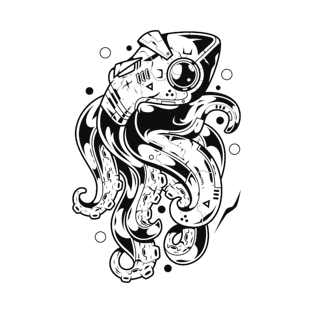 Illustration De Monstre Kraken Et Conception De Tshirt