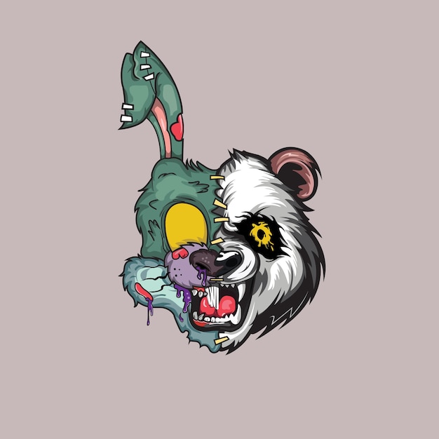 illustration d'un monstre panda et un lapin