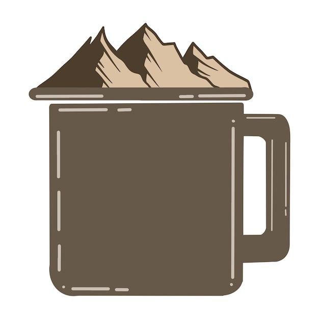 illustration de montagne et tasses en verre