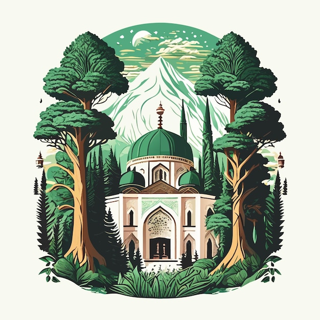 Illustration de la mosquée dans les arbres