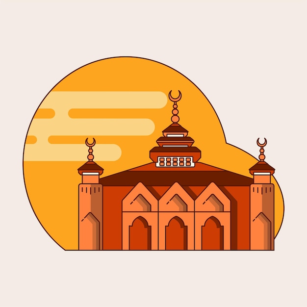 Vecteur illustration de mosquée de style plat de couleur marron