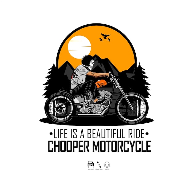 Vecteur illustration de moto chooper avec un fond blanc