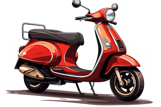 Vecteur illustration de moto à scooter rouge isolée sur fond blanc