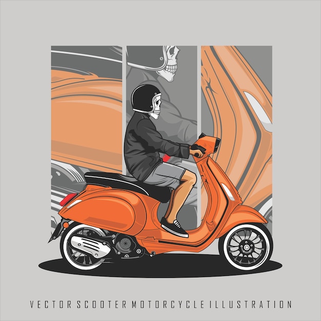 Vecteur illustration de moto scooter vectoriel avec un fond blanc