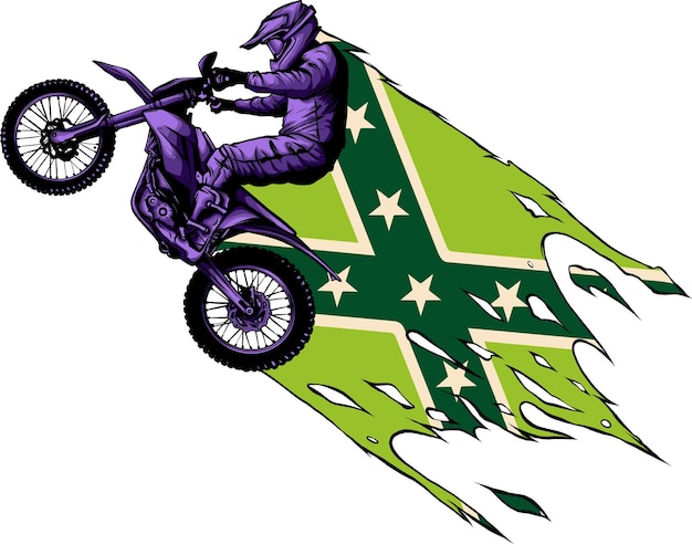 Vecteur illustration de motocross avec drapeau confédéré