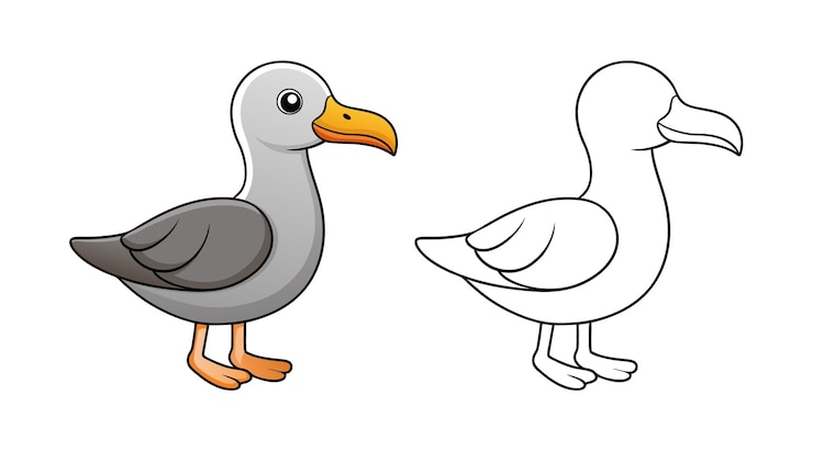 Vecteur illustration de la mouette de dessin animé