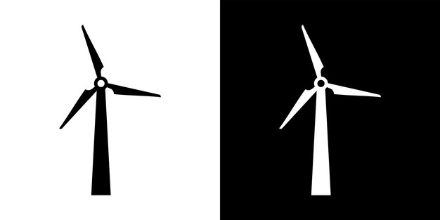 Vecteur illustration avec moulin à vent noir énergie propre énergie verte