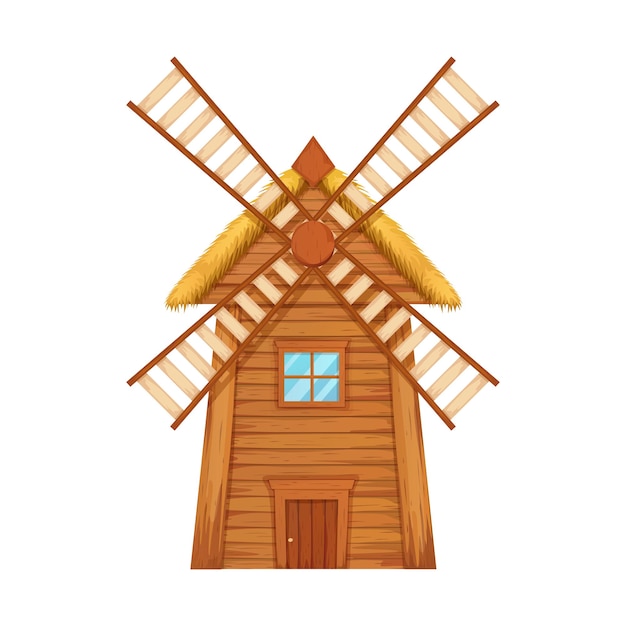 Illustration De Moulin à Vent Traditionnel En Bois.