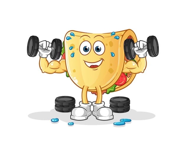 Illustration de musculation taco. vecteur de caractère