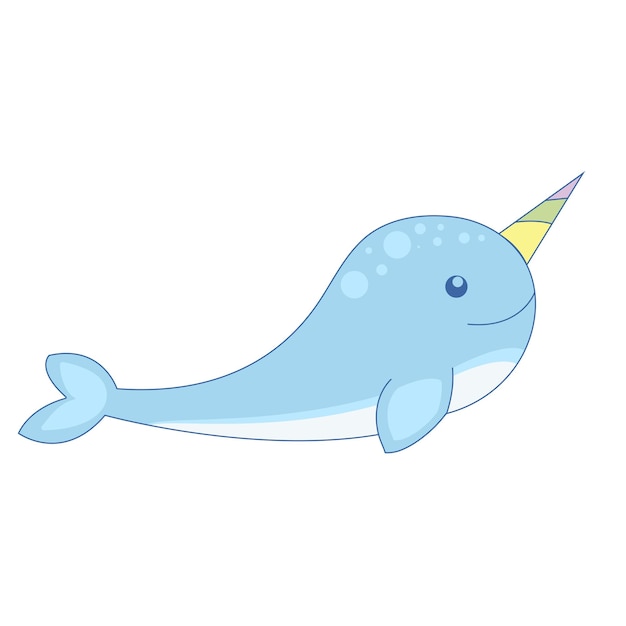 Illustration de narval mignon isolé sur fond blanc