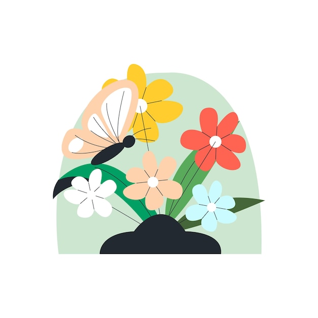 Illustration De La Nature Vectorielle Fleur Colorée Sticker