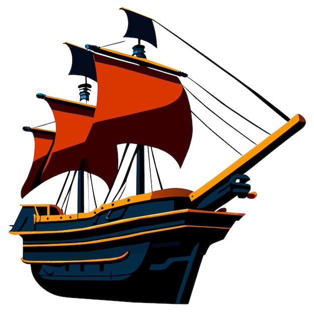Illustration D'un Navire Pirate Réaliste