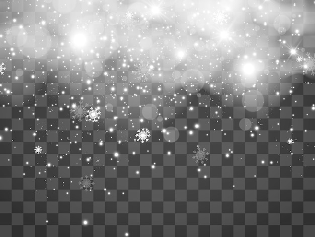 illustration de neige volante sur fond transparent Phénomène naturel de neige ou de blizzard.