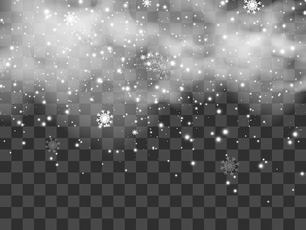 illustration de neige volante sur fond transparent Phénomène naturel de neige ou de blizzard.