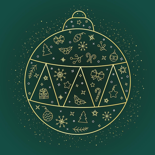 Illustration De Noël Avec Des éléments Décoratifs Dans Le Style D'art En Ligne