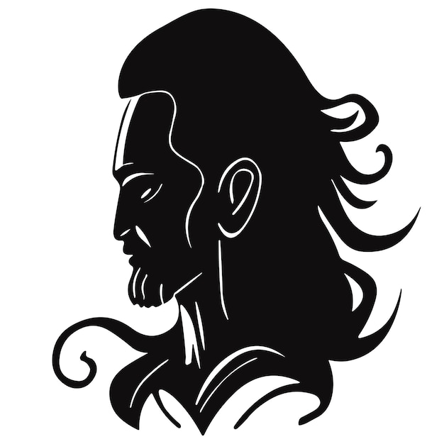 Une Illustration En Noir Et Blanc D'un Homme Aux Cheveux Longs Et à La Longue Barbe.