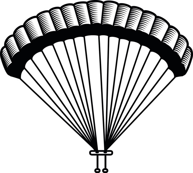 Illustration Noir Et Blanc D'un Parachute Isolé Sur Fond Transparent