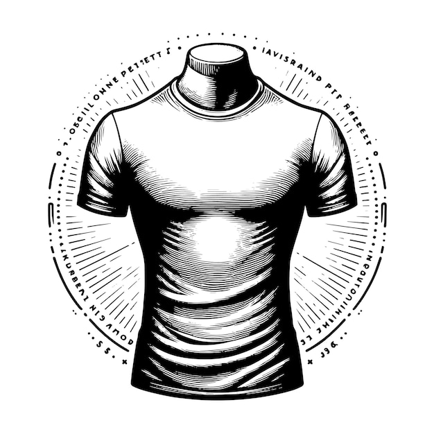 Vecteur illustration en noir et blanc d'un t-shirt blanc