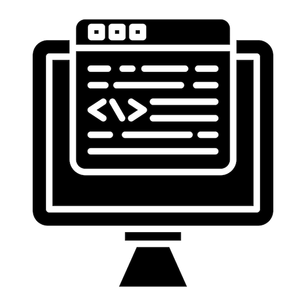 Illustration en noir solide du glyphe du programmeur