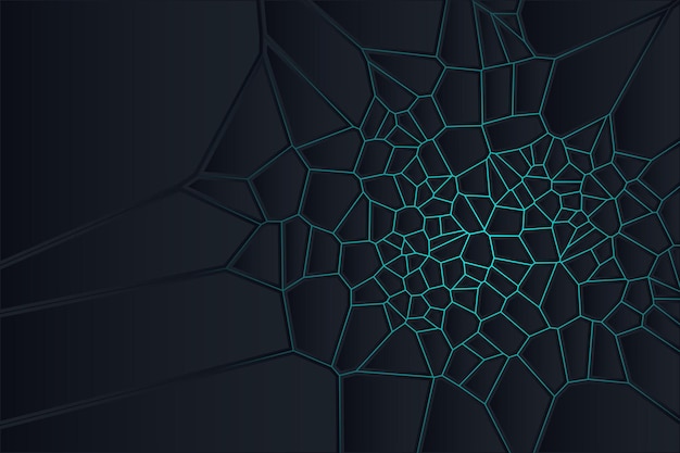 Illustration Noire Du Diagramme De Voronoi Avec Rétroéclairage Dégradé Dans Un Style Géométrique