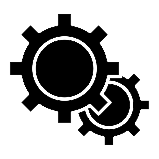 Illustration noire unie du glyphe d'engrenage