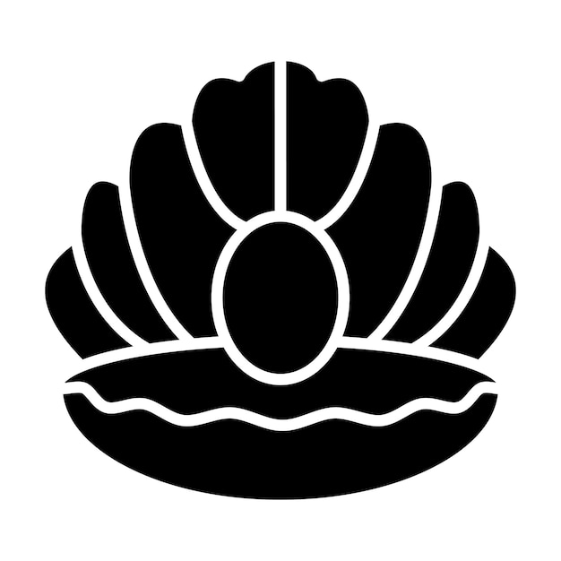 Vecteur illustration noire unie du glyphe d'huître
