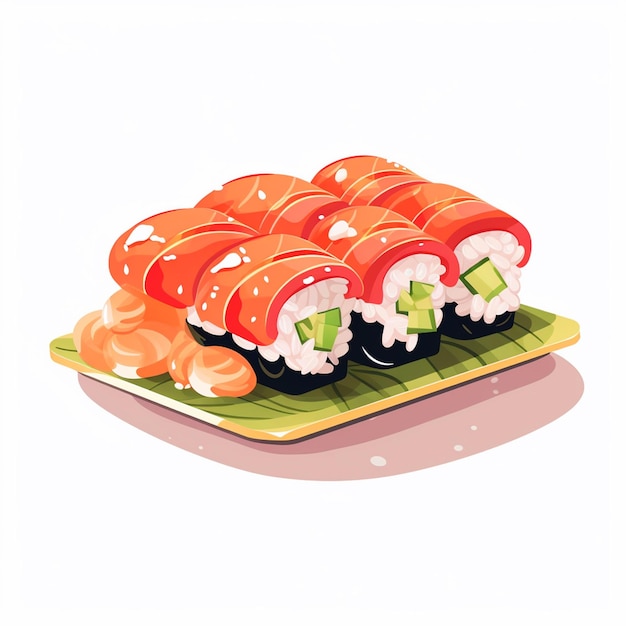 Illustration Nourriture Fruits De Mer Sushi Vecteur Riz Menu De Poisson Japonais Restaurant Saumon Asiatique C