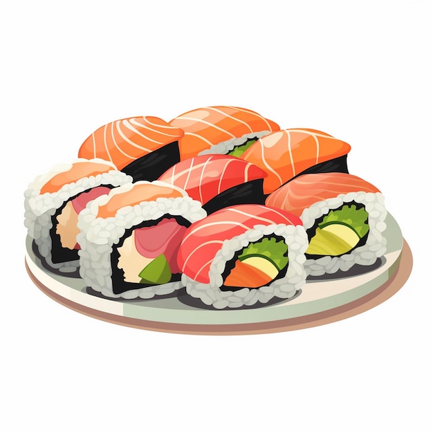 Illustration Nourriture Fruits De Mer Sushi Vecteur Riz Menu De Poisson Japonais Restaurant Saumon Asiatique C