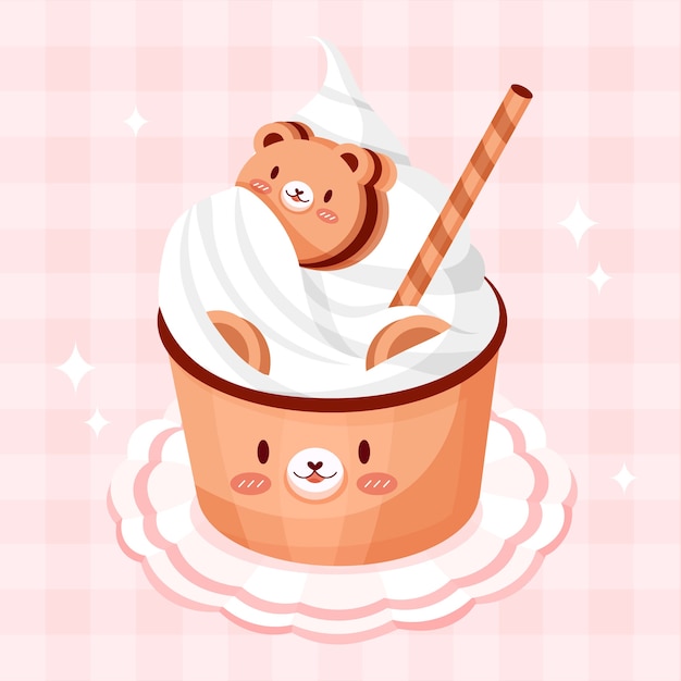 Illustration De Nourriture Kawaii Dessinée à La Main