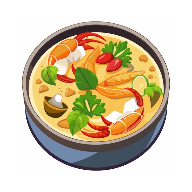 Illustration de nourriture thaïlandaise dessinée à la main