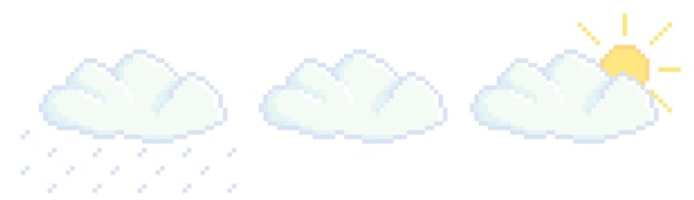 Vecteur illustration de nuages de pixels par temps différent