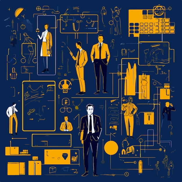 Une Illustration Numérique Des Images D'hommes D'affaires Et D'employés
