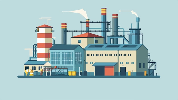 une illustration numérique d'une usine avec une usine en arrière-plan