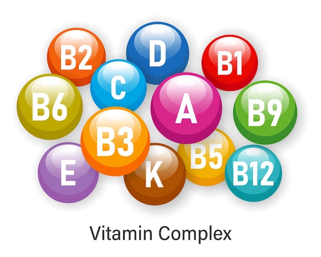 Illustration de la nutrition vitaminique et minérale, des aliments sains. Complexe de vitamines.Le concept de médecine