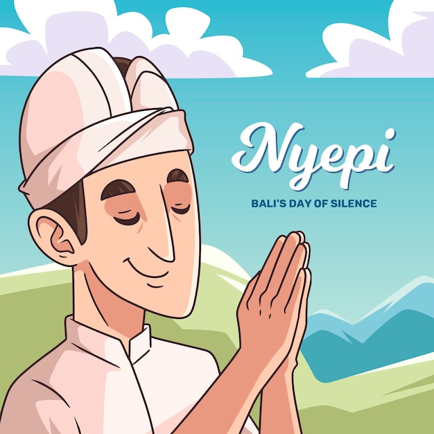 Illustration De Nyepi Dessiné à La Main