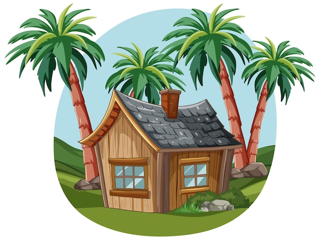 Illustration de l'oasis de la cabane tropicale