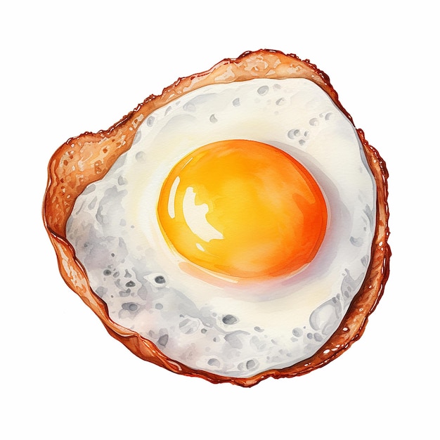 illustration d'oeuf au plat aquarelle côté ensoleillé vers le haut