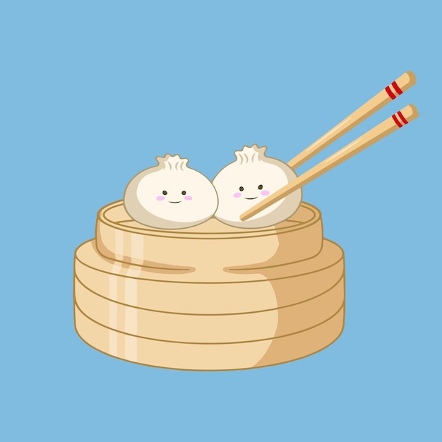 illustration d'œuvre d'art et dessin de t-shirt autocollant de personnage dimsum mignon