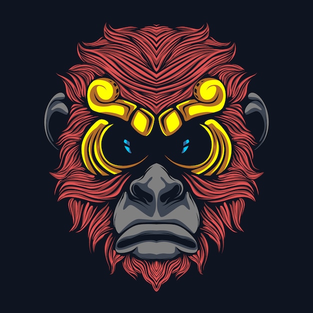 Illustration D'oeuvre De Singe Aux Cheveux Rouges