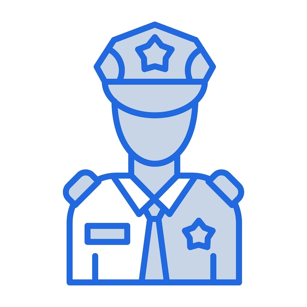 Vecteur illustration de l'officier au ton bleu