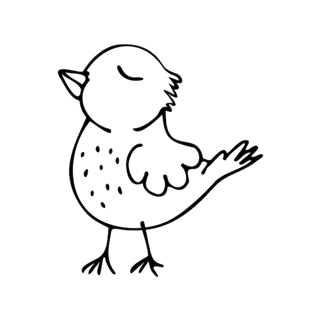 Illustration d'un oiseau dessinée à la main dans le style doodle