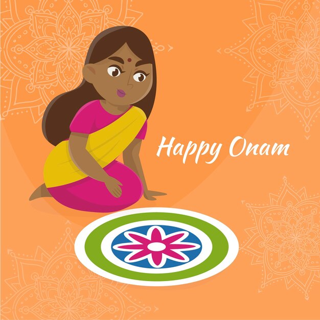 Illustration D'onam Dessinée à La Main