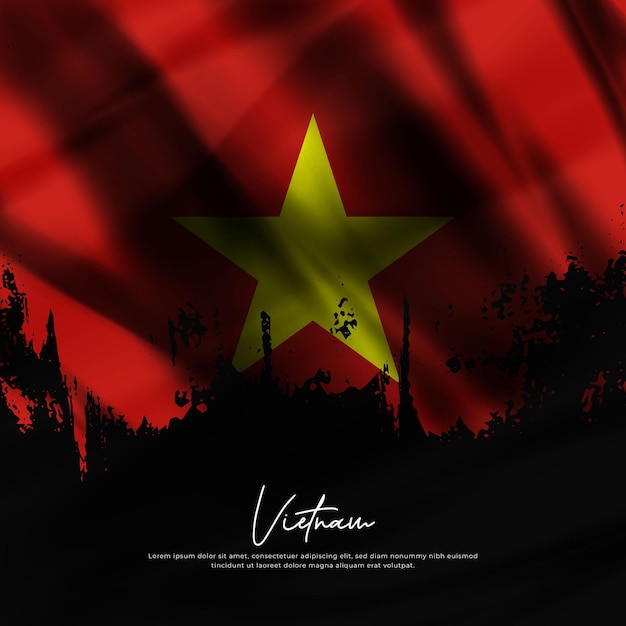 Illustration de l'ondulation du drapeau du Vietnam en soie grunge background